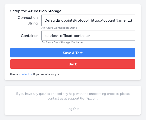 Screenshot of the Azure storage provider hybrid setup