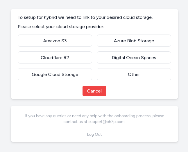 Screenshot of the Hybrid provider selection